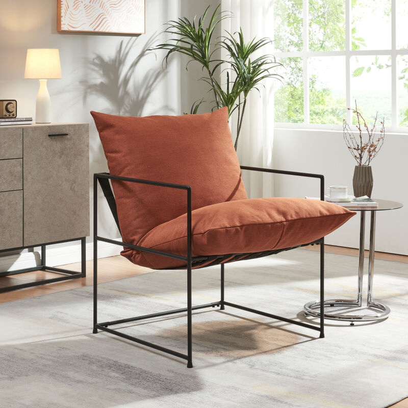 Sessel Utsjoki 90x61x70 Cm Schwarz/orange [en.casa]