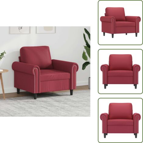 Sessel Weinrot 60 cm Kunstleder - Sessel - Wohnzimmersofa - Ledercouch - Relaxsessel - Polstersessel