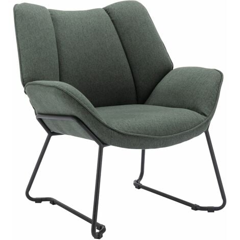 WAHSON OFFICE CHAIRS Sessel Wohnzimmer Loungesessel aus Leinen Relaxsessel mit Metallbeinen für Wohnzimmer, Grün