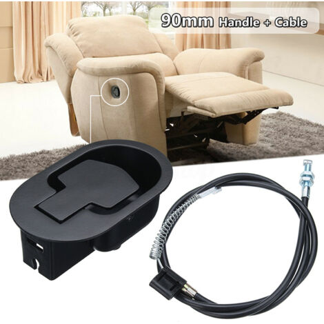 Sesselgriff mit Metallseil, schwarzes ABS, Seillänge 97 cm, Auszugslänge 90 mm, einfacher Austausch – Sofa-Zugseil