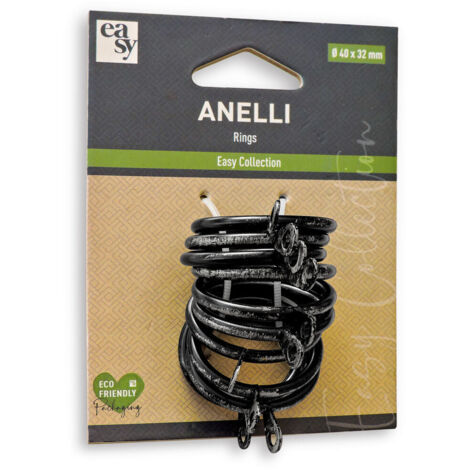SET 10 ANELLI EASY D.40X32MM NERO-ARGENTO