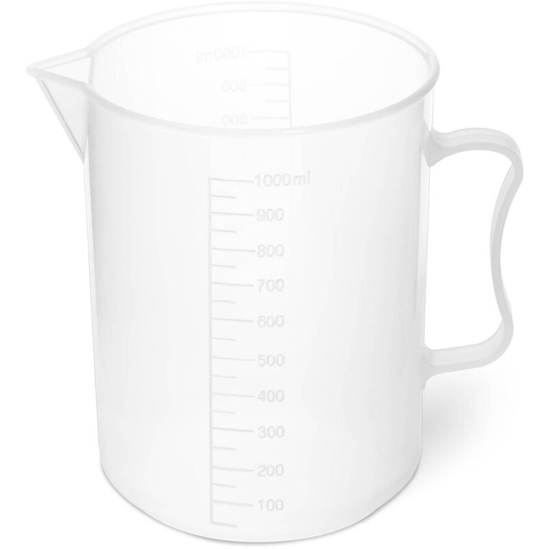 10x Bécher Gradué En Plastique Transparent Poignée Verrerie Laboratoire 1000 ml