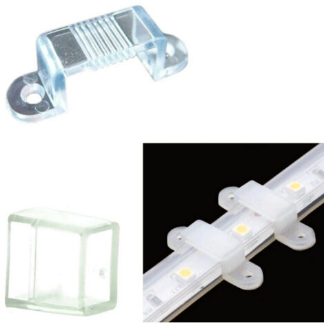 Set 10 Clips + 2 Connecteurs œillets Verrouillage Bande Led Bobine étanche Vis 12mm
