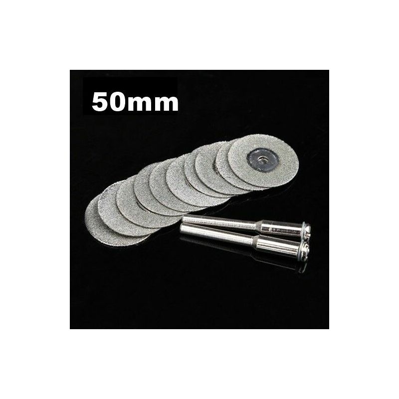 Image of J69 - set 10 dischi da taglio diamantati lisci per mini drill 50 mm con doppio perno