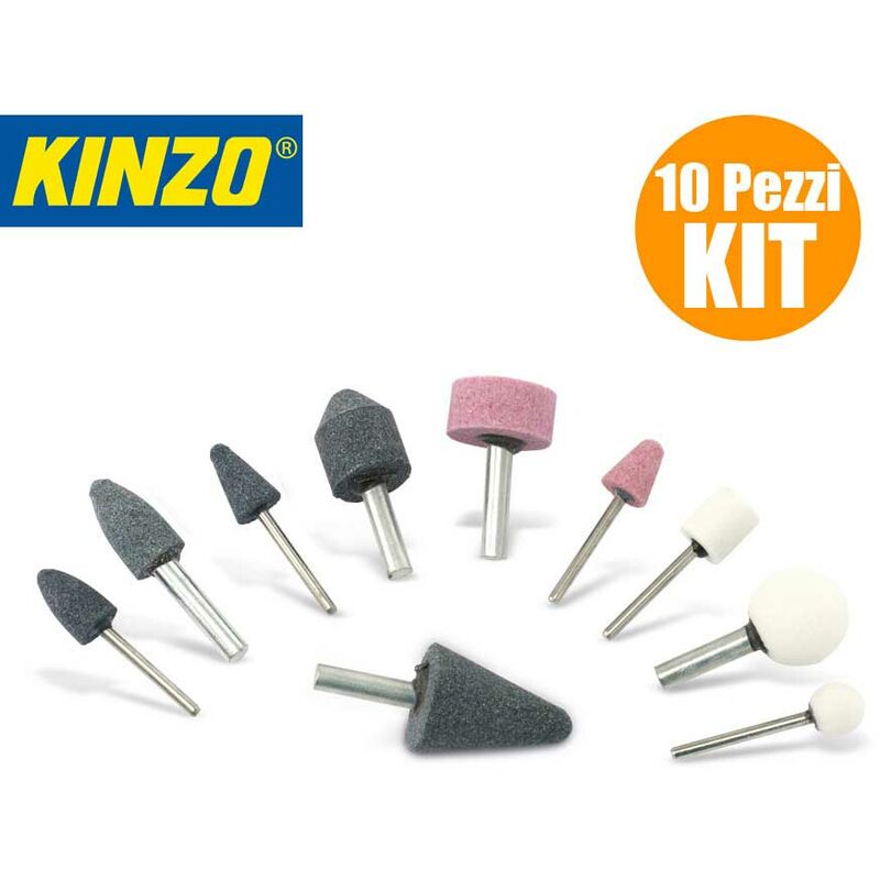 Image of Bakaji - Set 10 Pezzi Levigatura Frese Trapano Rifinitura Dremel Acciaio Plastica Legno