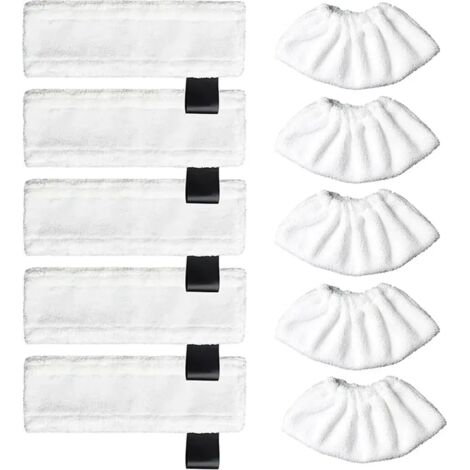 Set 10 pièces pour nettoyeur vapeur Kärcher EasyFix SC2 SC3 SC4 SC5 SV7 : 5 lingettes sol, 5 bonnettes