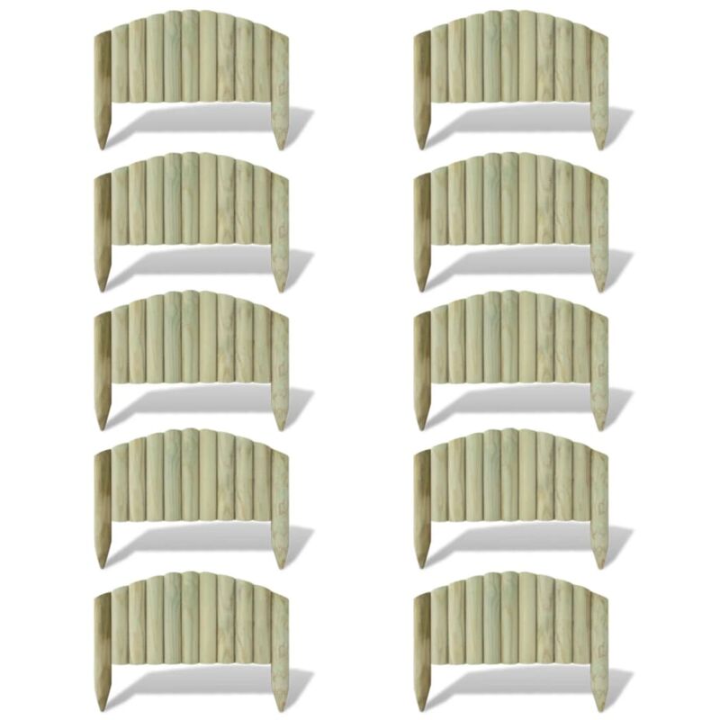 

vidaXL Valla de troncos borde de jardín 10 unidades madera 55 cm - Marrón