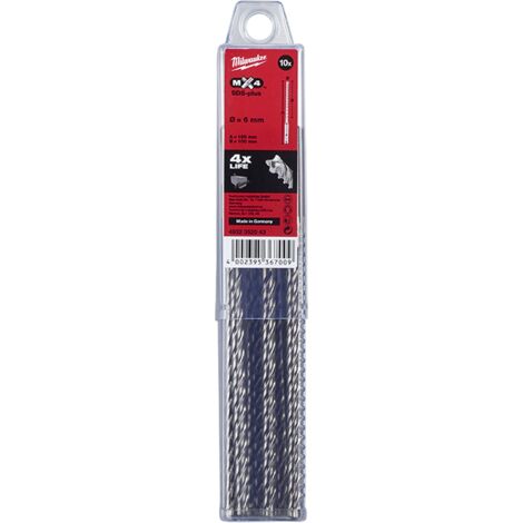 Set 10 punte SDS-PLUS MX4 Milwaukee 4932352043 6 X 165