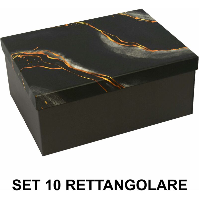 Image of Giordanoshop - Set 10 Scatole cartone effetto marmo nerorettangolare