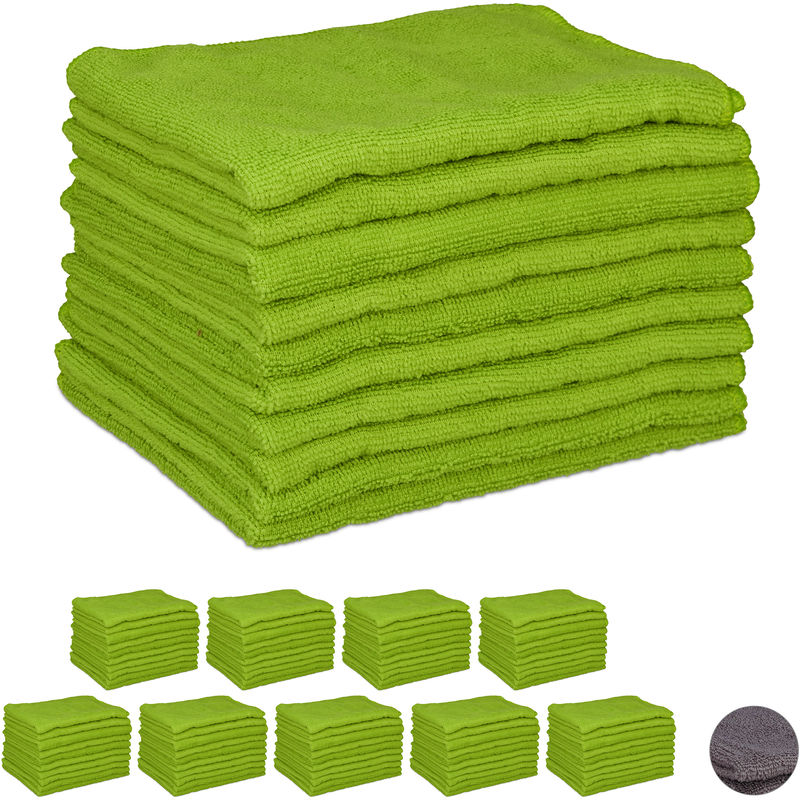 

Set 100 Bayetas Microfibra Multiusos, Poliéster, Verde, 40 x 30 cm