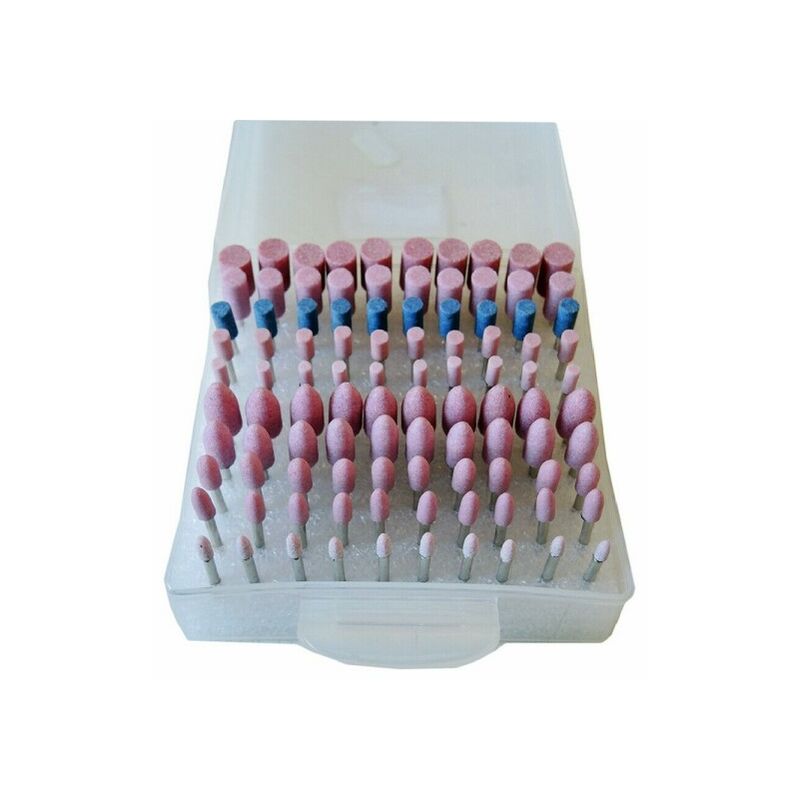 Image of Trade Shop Traesio - Trade Shop - Set 100 Frese In Pietra Per Mini Trapano Drimmel Testine 3mm Lucidanti Abrasive