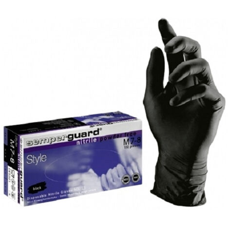 Set 100 Gants De Dépistage Utilisés Et Jetables Nitrile Noir