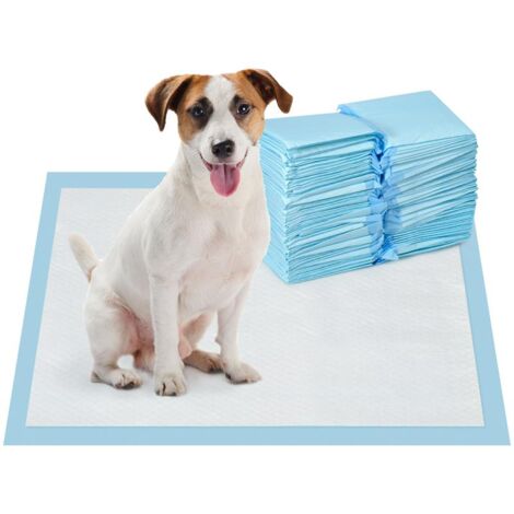 SET 100 TAPPETINI IGIENICI PER CANI A 6 STRATI IN TESSUTO NON TESSUTO. CARTA E PE. 45X60 CM. BLU E BIANCO