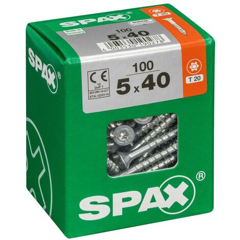 Set 100 viti SPAX Torx in acciaio a testa svasata, Diam.5 mm x L.40 mm SPAX