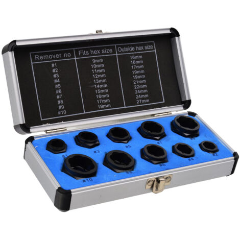SET 10PZ BUSSOLE ESTRATTORI PER VITI DADI E BULLONI ROVINATI/SPANATI GEKO G30032