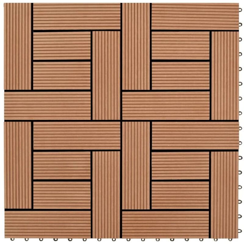 

vidaXL Baldosa de Porche WPC 11 Unidades 30x30 cm Marrón - Marrón