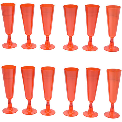 Set 12 calici fluit rossi in plastica rigidi monouso bicchiere da Spumante champagne per feste party