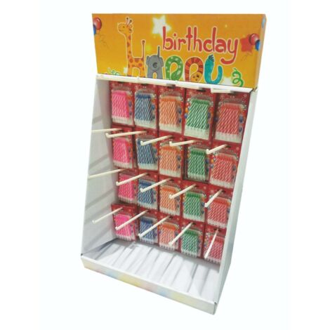 SET 12 CANDELE COMPLEANNO 8 CM COLORI ASSORTITI