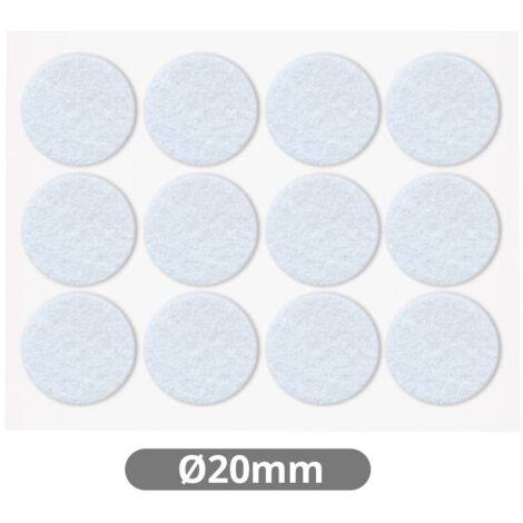 Set 12 fieltros adhesivos redondos Ø20mm Blanco GSC 003802751