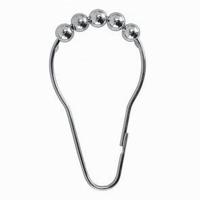 Trade Shop - set 12 ringe metall duschvorhanghaken mit perlen badezimmer duschkabine 59777 -