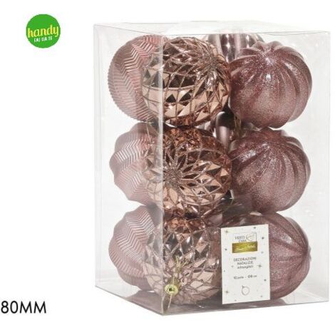 Set 12 Sfere General Trade Ø 80mm Rosa Modelli Assortiti