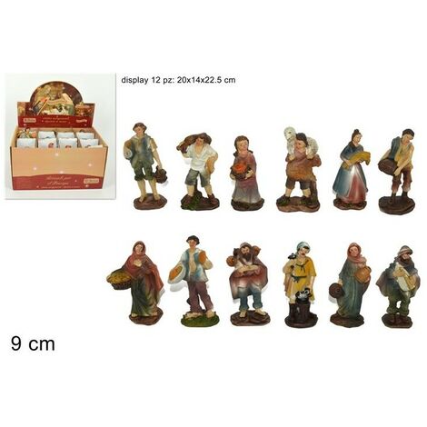 DUE ESSE CHRISTMAS Set 12 Statuine del Presepe H 9 cm Dipinte a mano