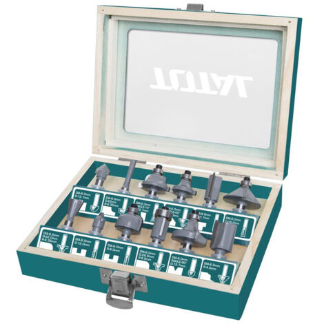 SET 12PZ FRESE PER FRESATRICHE DIAMETRO STELO 6mm ACCESSORI TOTAL TOTTACSR0121