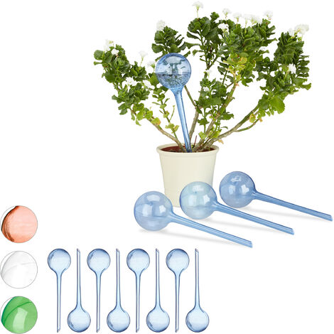 Set 12x sfere per irrigazione, dosatori d'acqua per piante da vaso, ornamentali, durata 2 settimane, in plastica, blu