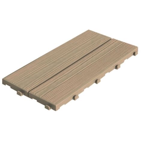 Set 14 Piastrelle Autobloccanti in Plastica Effetto Legno 37,7 x 18,6 cm da Interno o Esterno