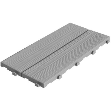 Set 14 Piastrelle Autobloccanti in Plastica Effetto Legno 37,7 x 18,6 cm da Interno o Esterno