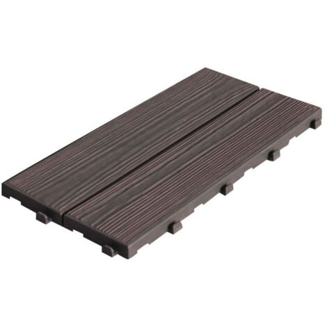 Set 14 Piastrelle Autobloccanti in Plastica Effetto Legno 37,7 x 18,6 cm da Interno o Esterno