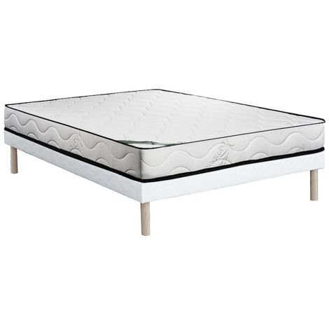 Set 140 x 190 cm rete a doghe con giroletto + Materasso schiuma e rivestimento bambù  - KANANI di NATUREA