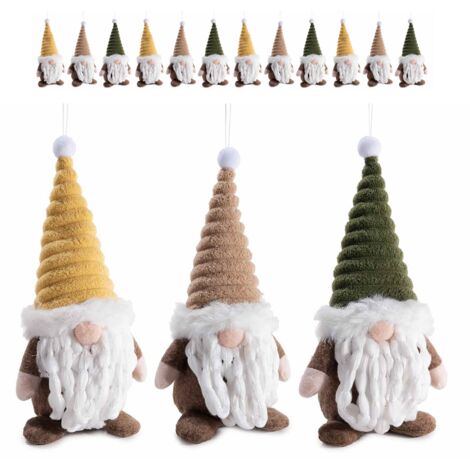 Set 15 Babbo Natale in panno con cappello da appendere o appoggiare - Addobbi per l'albero e la casa
