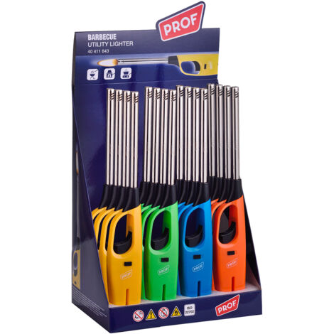 Set 16 Accendigas Ricaricabili H27,7 cm con Regolatore di Fiamma Vari Colori