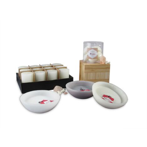 Set 16 Candele, candele di varie Forme e Profumazioni, Wellness Bowls, Colore Verde e Giallo, stoppini made in germany,