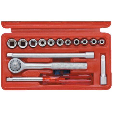 Set 17 Chiavi A Bussola Gr 1/4" 4  - 13 Mm  Cromo Vanadium Con Cassetta