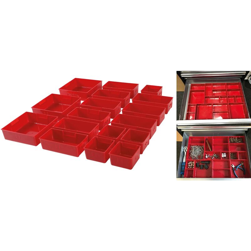 Bgs Technic - Serie di ripiani in plastica per carrello portautensili 17 pz.