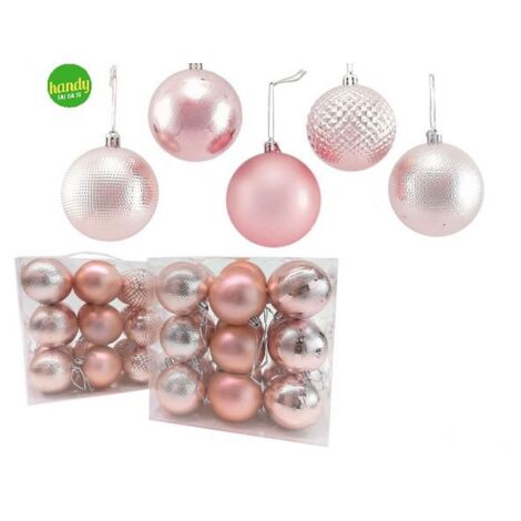 Set 18 palle natalizie general trade Ø 7cm rose gold