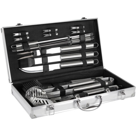 Set 18 Utensili Accessori per  Barbecue con  Valigetta