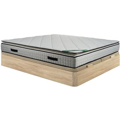 Set 180x200cm Rete vano Naturale chiaro + Materasso schiuma e rivestimento bambù sp.23cm - ADANA di NATUREA