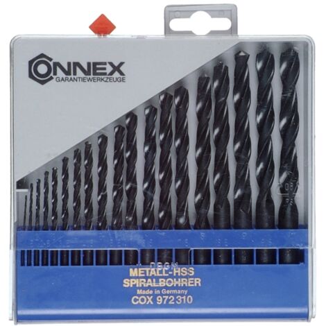 set 19 punte elicoidali per metallo connex in acciaio hss da ø 1 a 10 mm