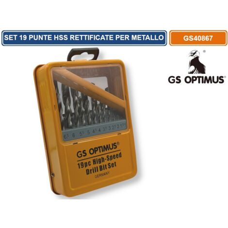 SET 19 PUNTE HSS RETTIFICATE DA Ø1-10 mm PER METALLO ATTACCO CILINDRICO