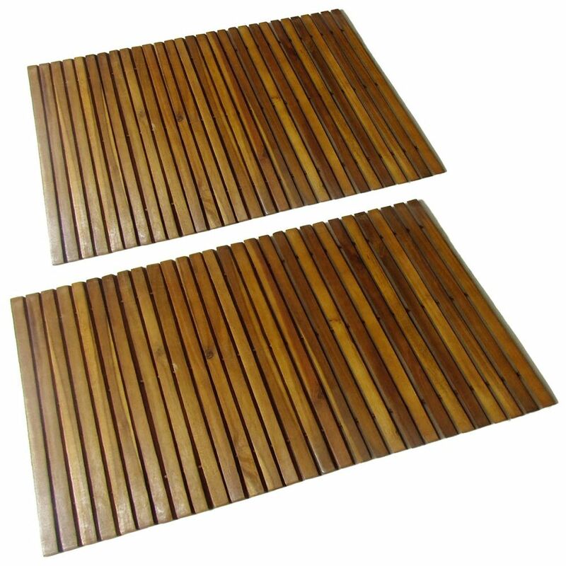 

Set 2 alfombras de acacia para el baño, 80 x 50 cm