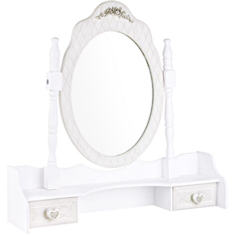 Set 2 Alzate con Specchio Legno Bianco Rustico da Interno - CAROLINE