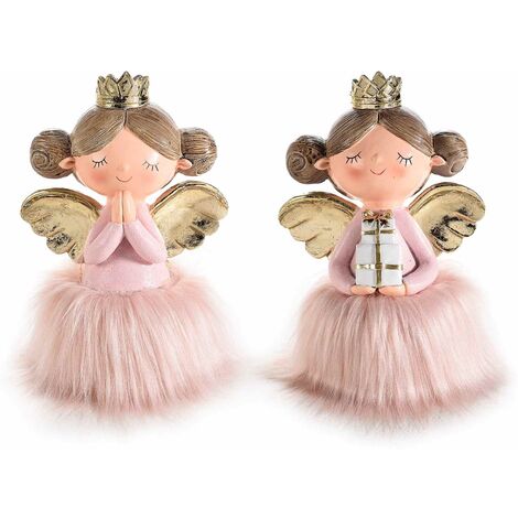 Set 2 Angioletti Natalizi con Luci Led Decorazione Natalizia da Tavolo Idea Regalo