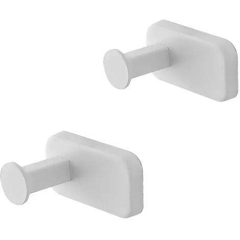 Set 2 appendini portasciugamani in acciaio inox bianco con doppio fissaggio Cubik