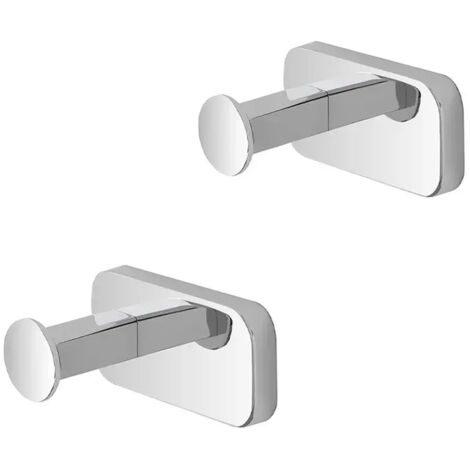 Set 2 appendini portasciugamani in acciaio inox cromo con doppio fissaggio Cubik