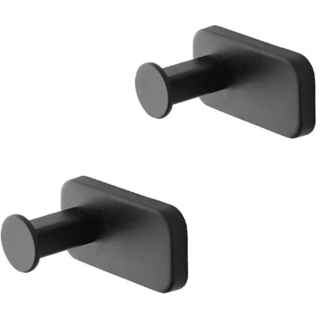 Set 2 appendini portasciugamani in acciaio inox nero con doppio fissaggio Cubik