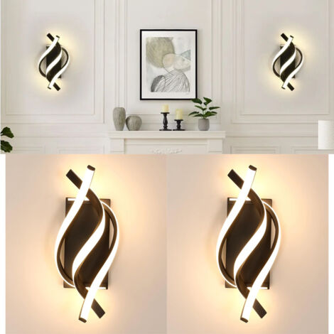 Set 2 Applique LED spirale moderna – Alluminio, 3000K, camera