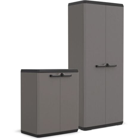 KETER set 2 armadi in resina "più" alto e basso, 68x39x166/83 cm